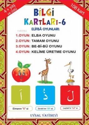 Bilgi Kartları - 6 (4+ Yaş) Elifba Oyunları - Uysal Yayınevi