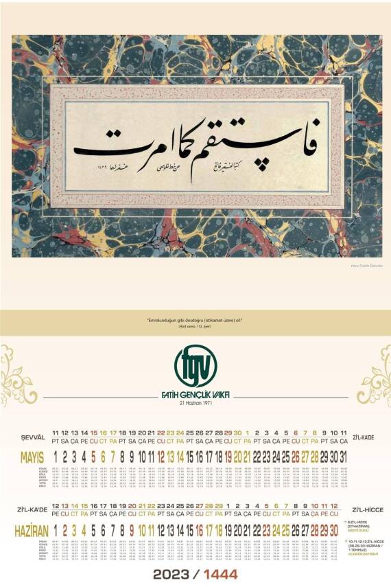 Mevlana Büyük Boy Hat Takvimi 6 Yapraklı 2026 - 2