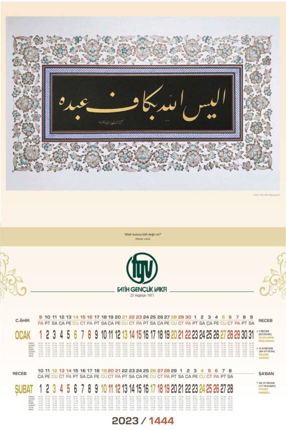 Mevlana Büyük Boy Hat Takvimi 6 Yapraklı 2026 - 6