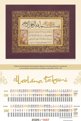 Mevlana Büyük Boy Hat Takvimi 6 Yapraklı 2026 - Mevlana Takvim & Promosyon