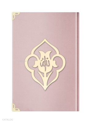 Çanta Boy Kadife Kuran-ı Kerim (Pudra Pembe-Güllü-Mühürlü) - Hayrat Neşriyat (1)