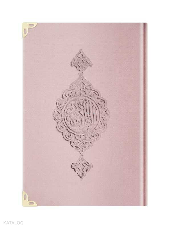 Çanta Boy Kadife Kuran-ı Kerim (Pudra Pembe-Yaldızlı-Mühürlü) - 2