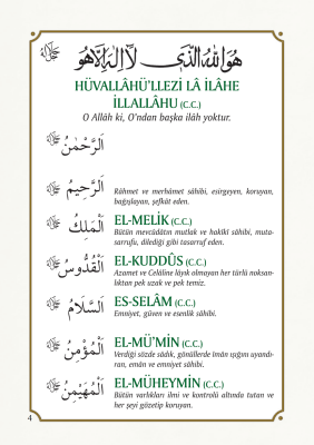 Esmaü’l-hüsna ve Esmaü’n-Nebi - 2