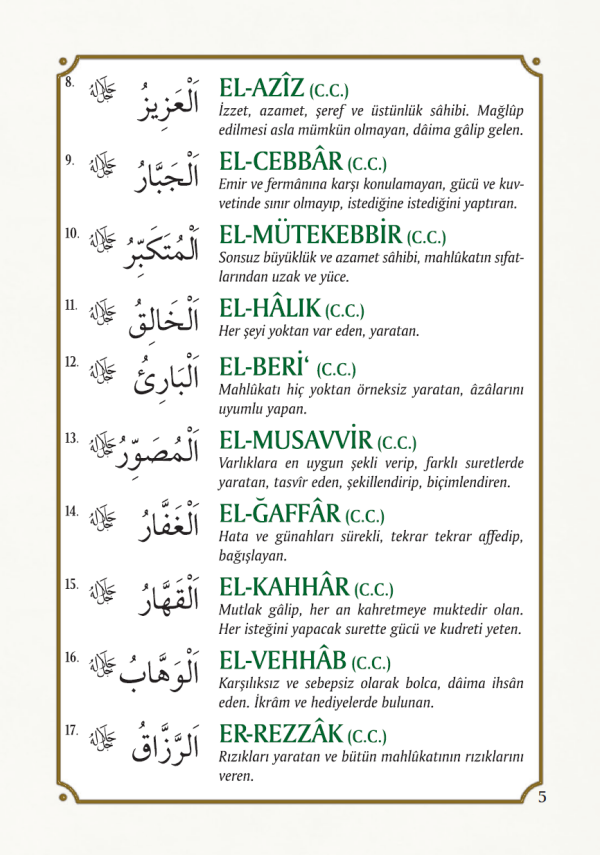 Esmaü’l-hüsna ve Esmaü’n-Nebi - 3