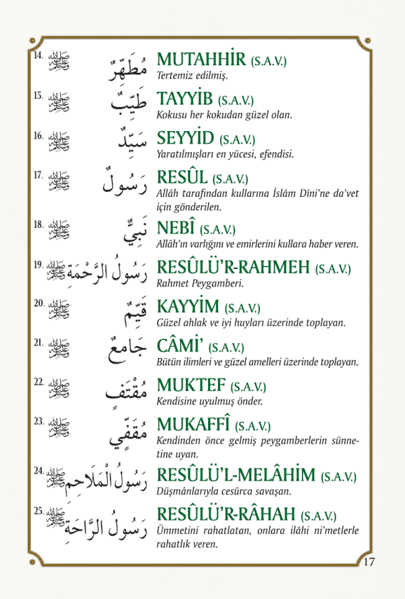 Esmaü’l-hüsna ve Esmaü’n-Nebi - 5