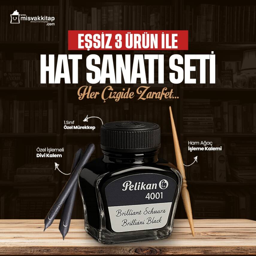 Divit Kalem Seti (Özel Ahşap İşleme Divit + Divit Ucu + Siyah Pekilan Mürekkep 4001) - 1
