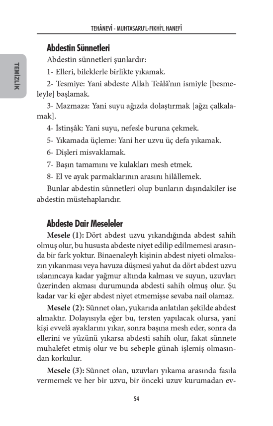 Hanefi İlmihali (Muhtasarul Fıkhul Hanefi Tercümesi) (Karton Kapak) - 9