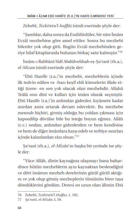 İmam-ı Azam Ebü Hanife (R.A.)’İn Hadis İlmindeki Yeri - 5