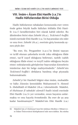 İmam-ı Azam Ebü Hanife (R.A.)’İn Hadis İlmindeki Yeri - 7