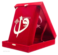 Kadife Kutulu Kuran-ı Kerim (Çanta Boy, Elif-Vavlı, Kırmızı) - 1