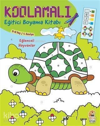 Kodlamalı Eğitici Boyama Kitabı - Eğlenceli Hayvanlar (5-6 Yaş 1. Seviye) - ön kapak Kodlamalı Eği - 2