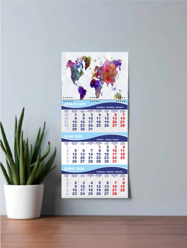 Mevlana 1 Spiralli Gemici Takvimi 2026 Dünya Temalı (Orta Boy) - 1