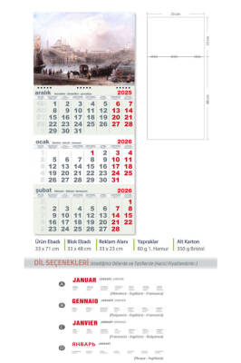 Mevlana Spiralli Gemici Takvimi 2026 Sultanahmet Temalı - Mevlana Takvim & Promosyon (1)
