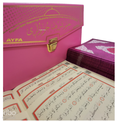 Pembe-Rahle Boy Otuz Cüz Mühürlü Kuran-ı Kerim -Suni Deri Çantalı - 1