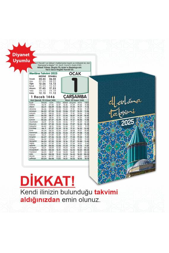 Mevlana Takvimi Yapraklı Blok Duvar Takvimi (Dik Model) 2025 - 1