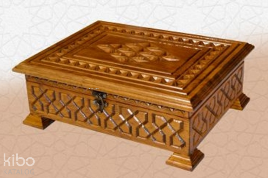 TS032-Ahşap Rahle Boy Kuran-ı Kerim Kutusu-Oymalı - 1