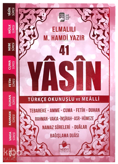 Yasini Şerif Pembe Renk Türkçe Okunuşlu ve Mealli - Çanta Boy - 1